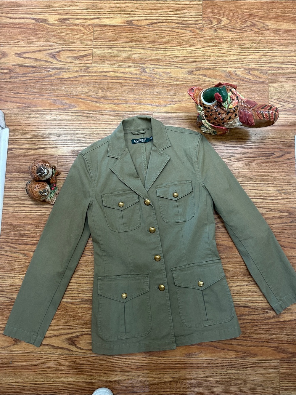 Lauren Ralph Lauren Olive Utility Button-Front Jacket